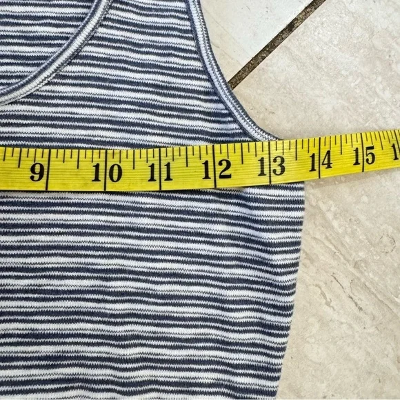 Madewell Blue White Ribbed Striped Sleeveless Henley Indie Bodysuit S - Picture 4 of 8